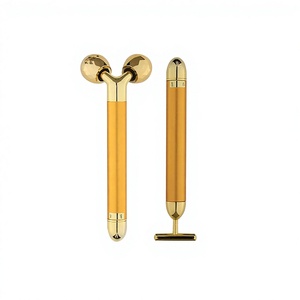 Electric Waterproof Handheld Metal 3D Roller T-Shaped Gold Beauty Stick