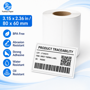 Thermal Paper White Long Labels 80x60mm Top Coated Direct Thermal Label Roll Self Adhesive for Barcode Warehouse