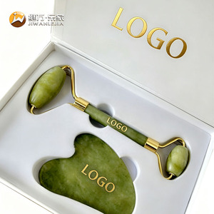 Jiwan Lejia Hot Sale Custom Logo 100% Natural Facial Massage Face Jade Roller And Gua Sha Tools Set For Skin Care With Box