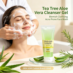Private Label Tea Tree Aloe Vera Facial Cleanser Gel Custom Organic Deep Cleansing Blemish Clarifying Face Wash