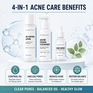 Jinmeizan Custom Logo Service Skincare Kit Brightening Daily Routine Multi-step Oil Control And Acne Treatment Facial Care Set