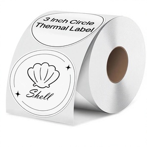 3 Inch White Round Thermal Paper Labels, Durable Self-Adhesive Multi-Purpose Sticker, 500 Labels Per Roll