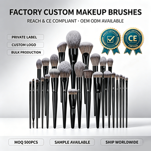 Personalised Dense Vegan Synthetic Face Concealer Black Makeup Brush Set